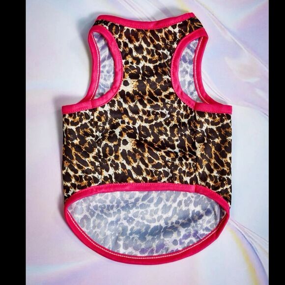 $5 Bundle 🆕 Pink Lined Leopard Print Pet Outfit - Picture 6 of 6